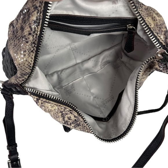 Aimee Kestenberg Purse Zoe Satchel Shoulder Bag Quilted Snakeskin Black Brown - Picture 11 of 15